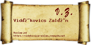 Vidákovics Zalán névjegykártya