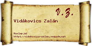 Vidákovics Zalán névjegykártya